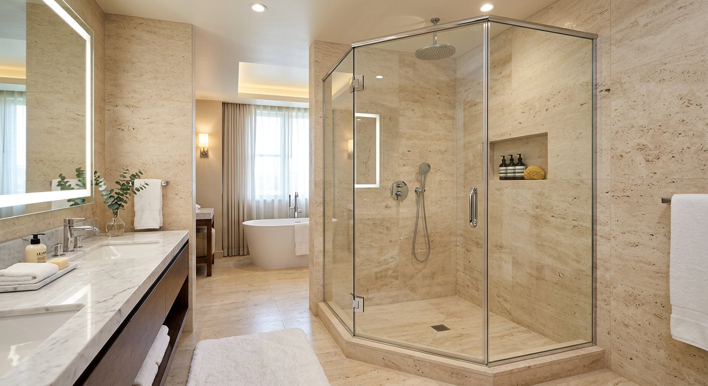 Custom glass shower enclosure